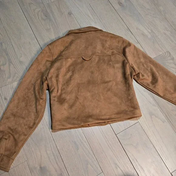 1 Sunset Lane Suede like Snap Jacket Brown Western Size L - Picture 5 of 5